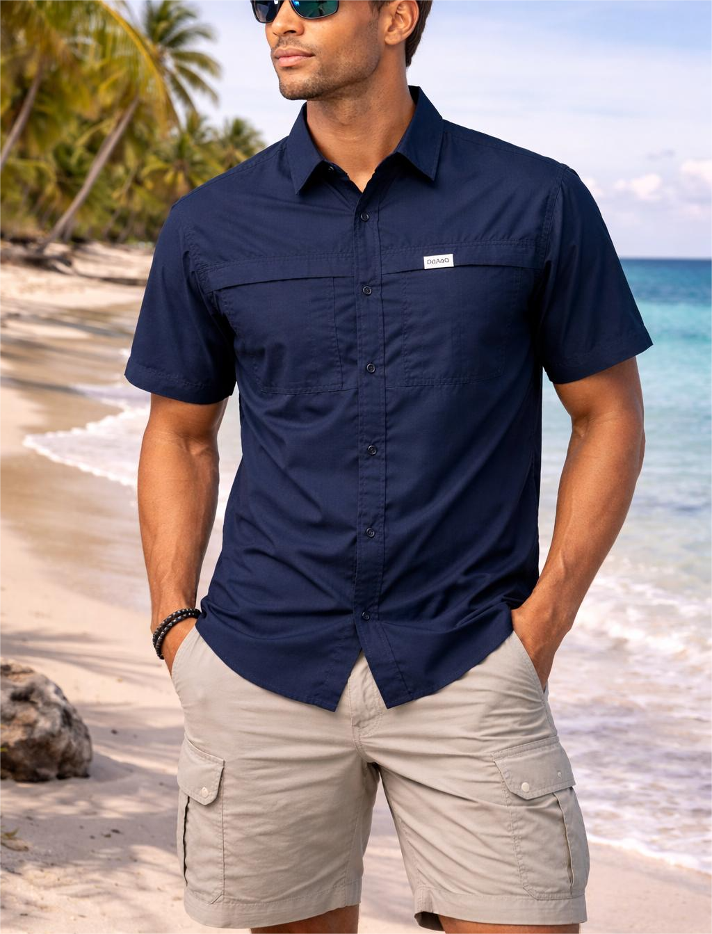 PERFORMANCE BUTTON UP- NAVY BLUE