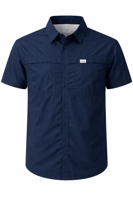 PERFORMANCE BUTTON UP- NAVY BLUE
